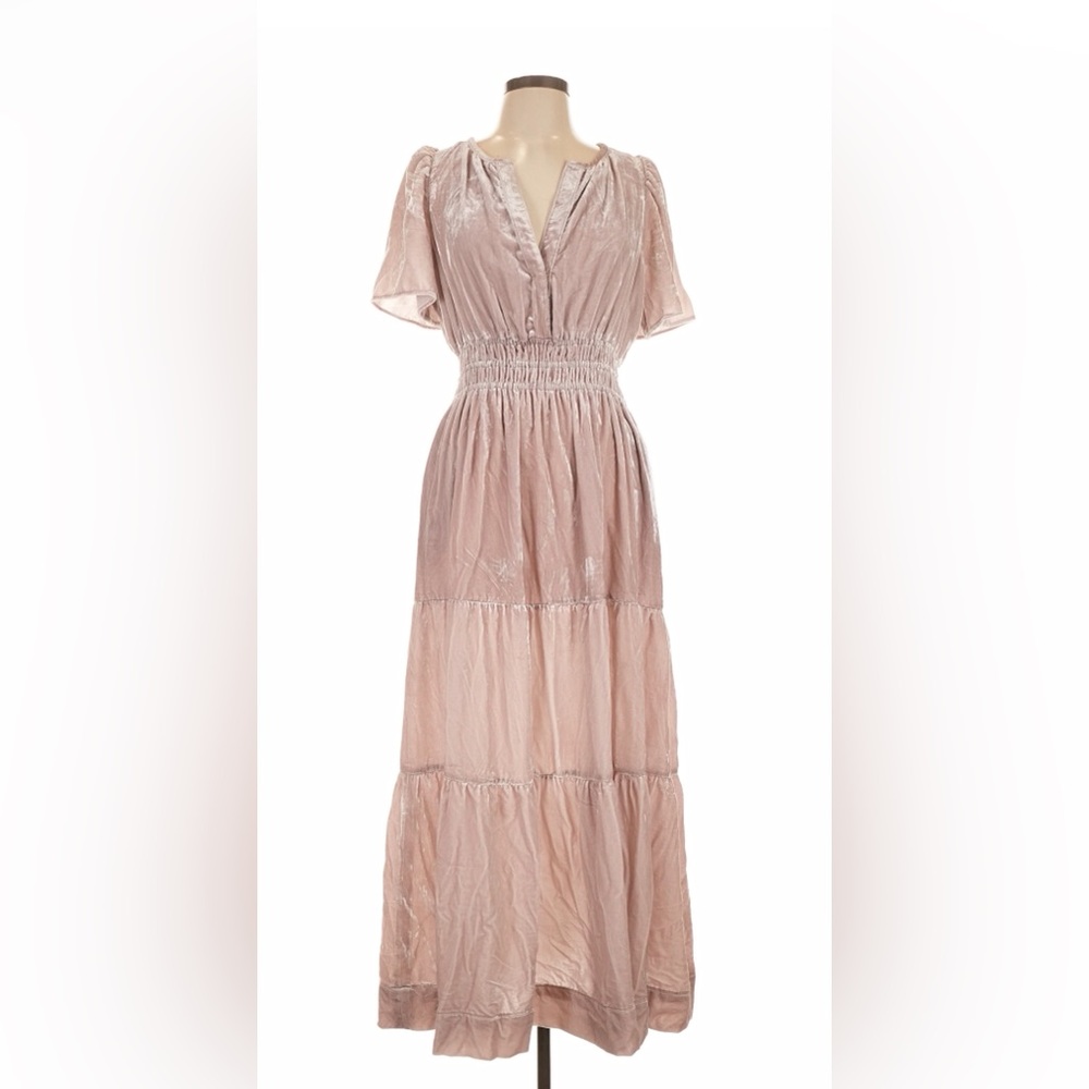 🌺 Anthropologie The Somerset Maxi Dress Velvet Edition in Lavender, blush, large - Picture 6 of 10